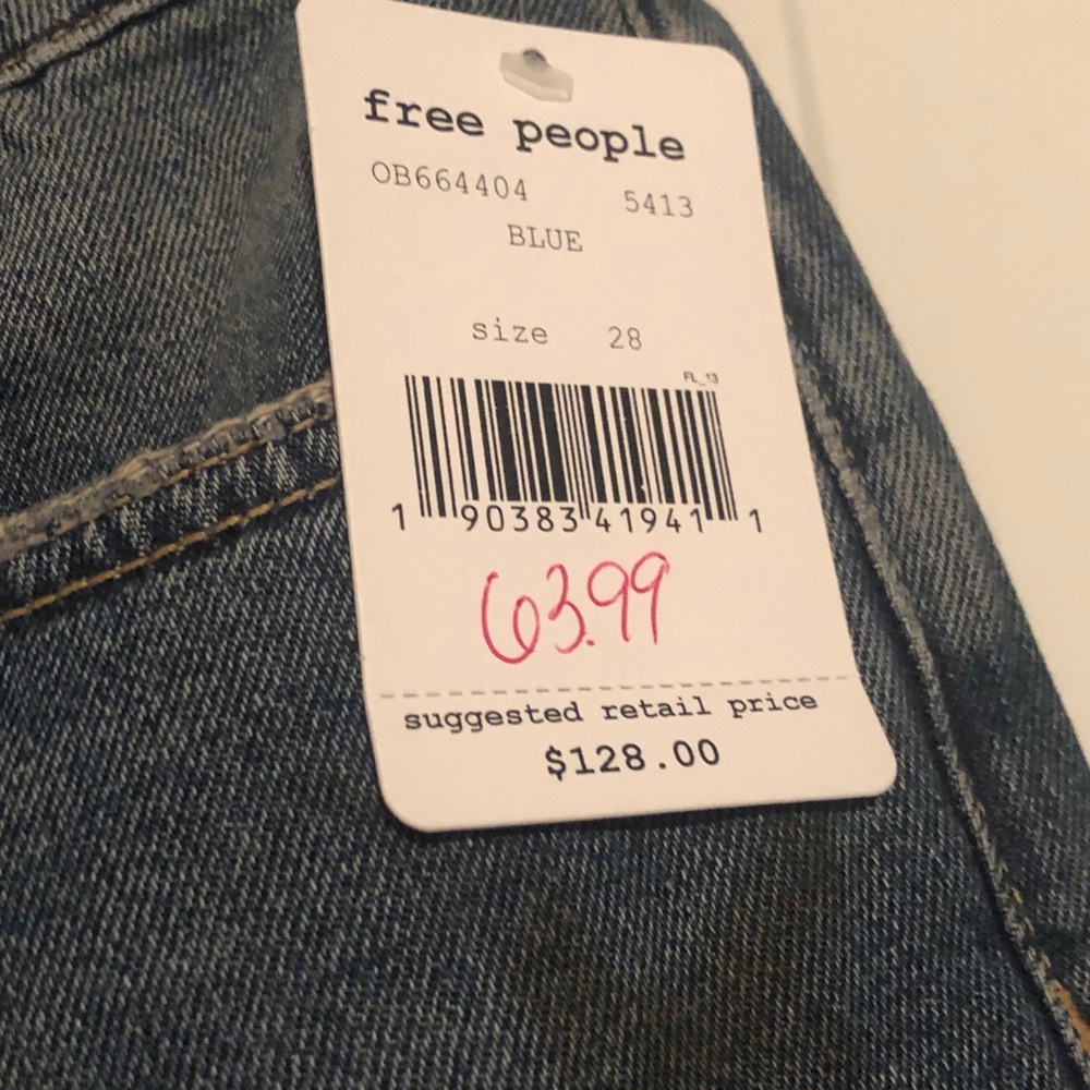 Free People Tattooed BF Destroyed Frayed Hem Jeans - Picture 7 of 9